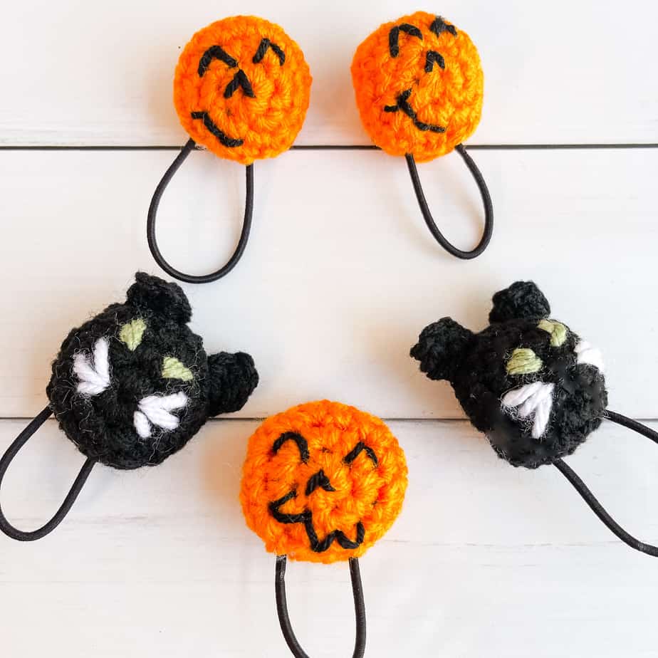 black cat and pumpkin ponytail holder patterns