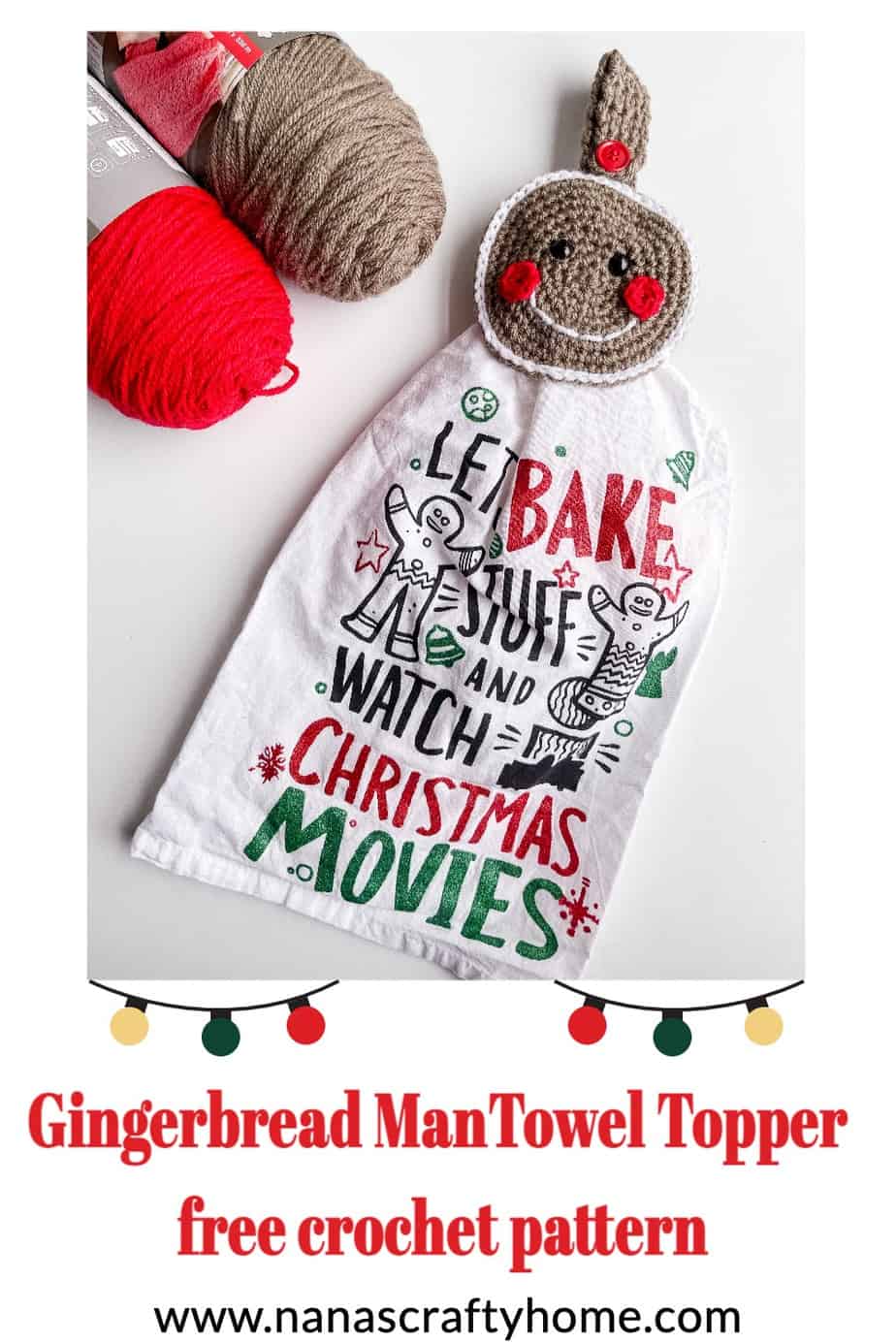 Gingerbread Man Towel Topper free crochet pattern