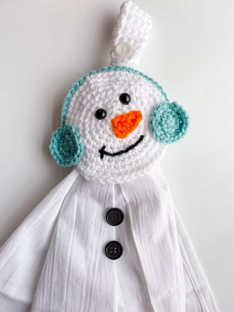 snowman crochet holiday towel topper pattern