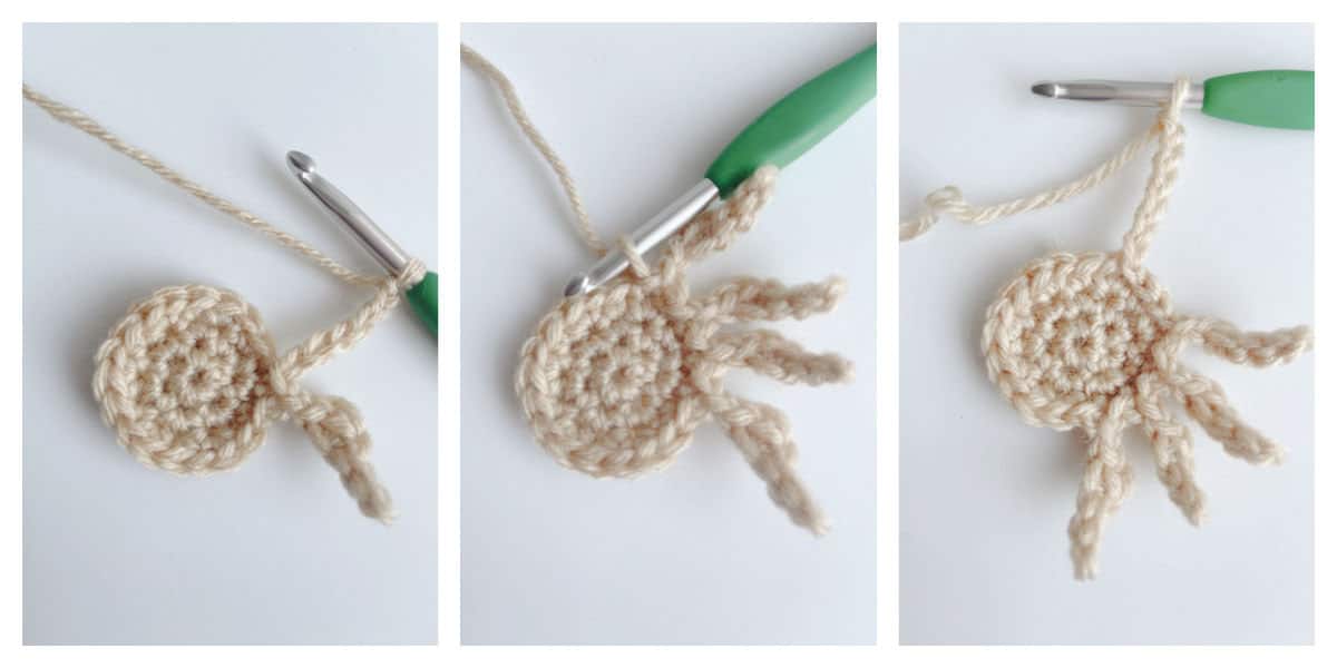 Spider crochet appliqué process 2