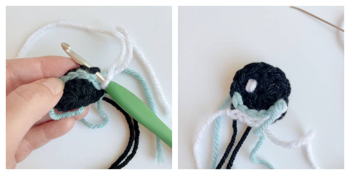 crochet penguin square eye process 2