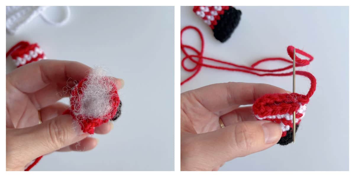 peppermint candy crochet wrapper and leg process