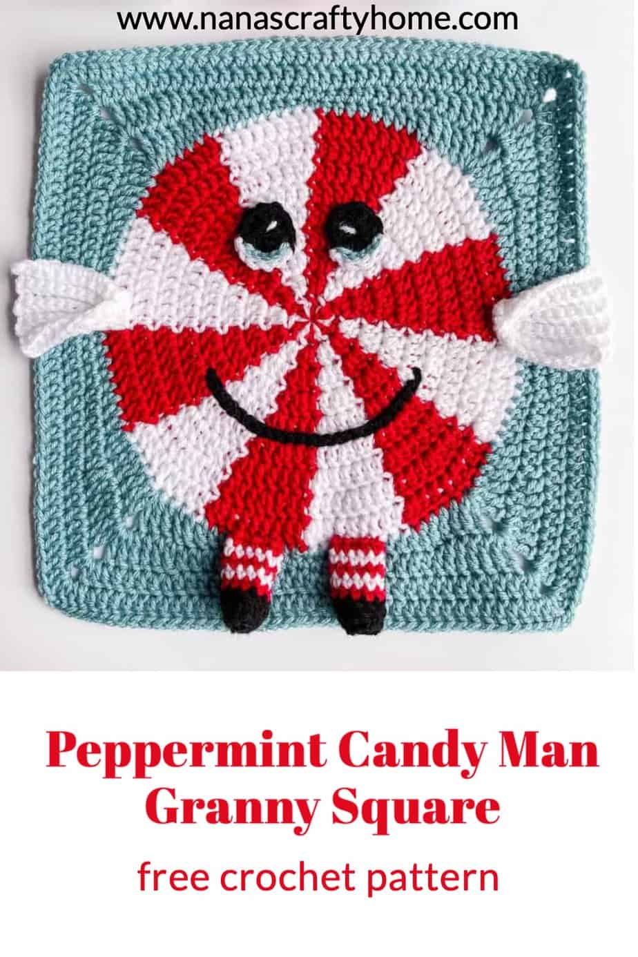 Peppermint Crochet Blanket Square free pattern