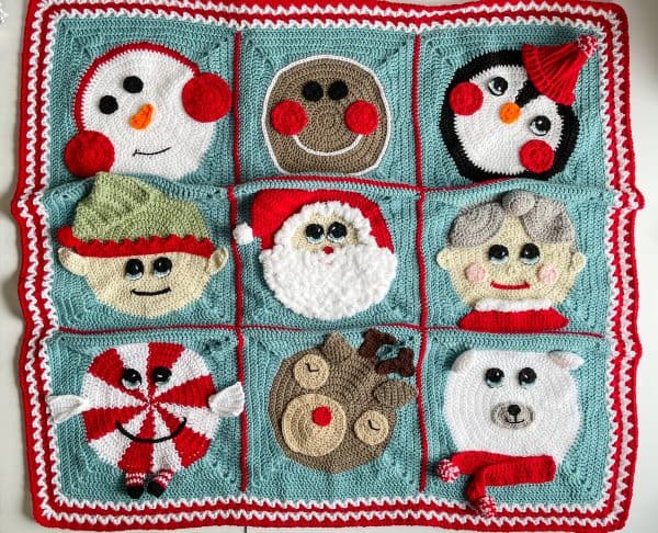 Christmas crochet blanket free granny square pattern