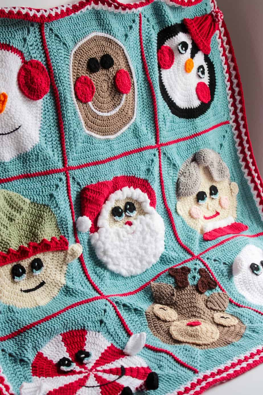 Crochet granny Square blanket for Christmas