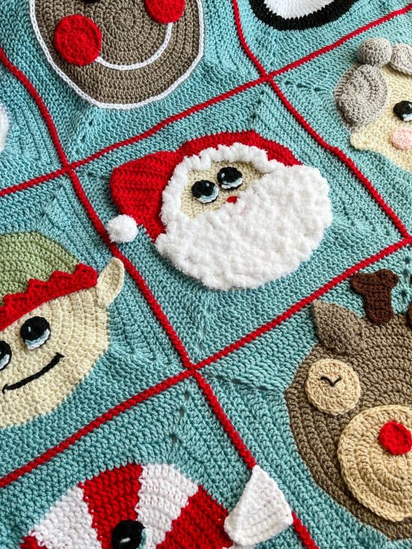 Christmas crochet granny square blanket