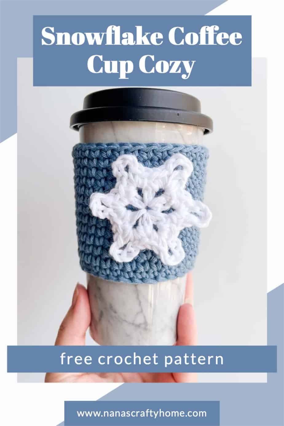 crochet snowflake coffee cup cozy pattern