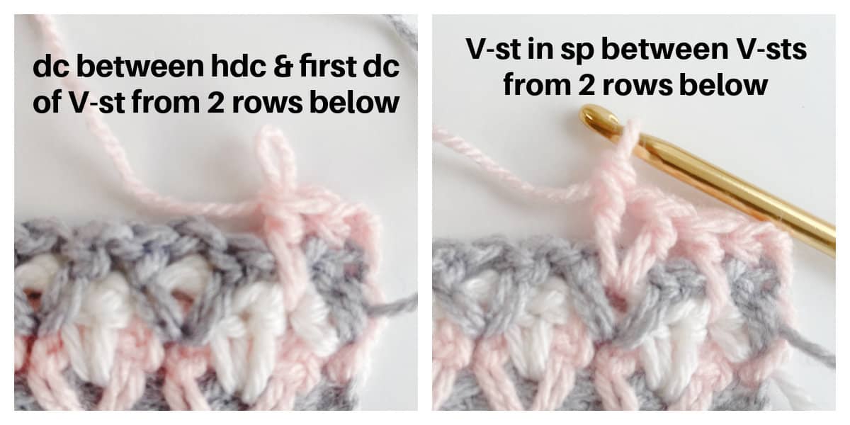 Nesting V-stitch row 5 process