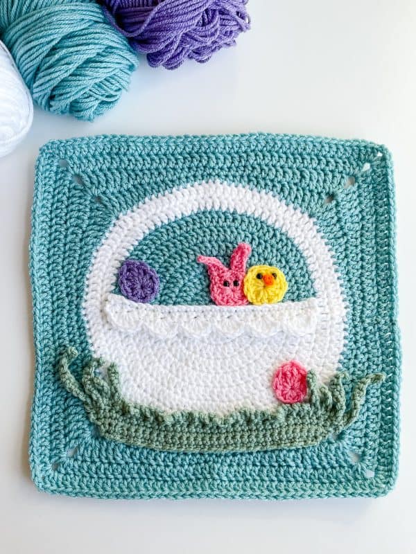Easter Basket Granny Square free crochet pattern