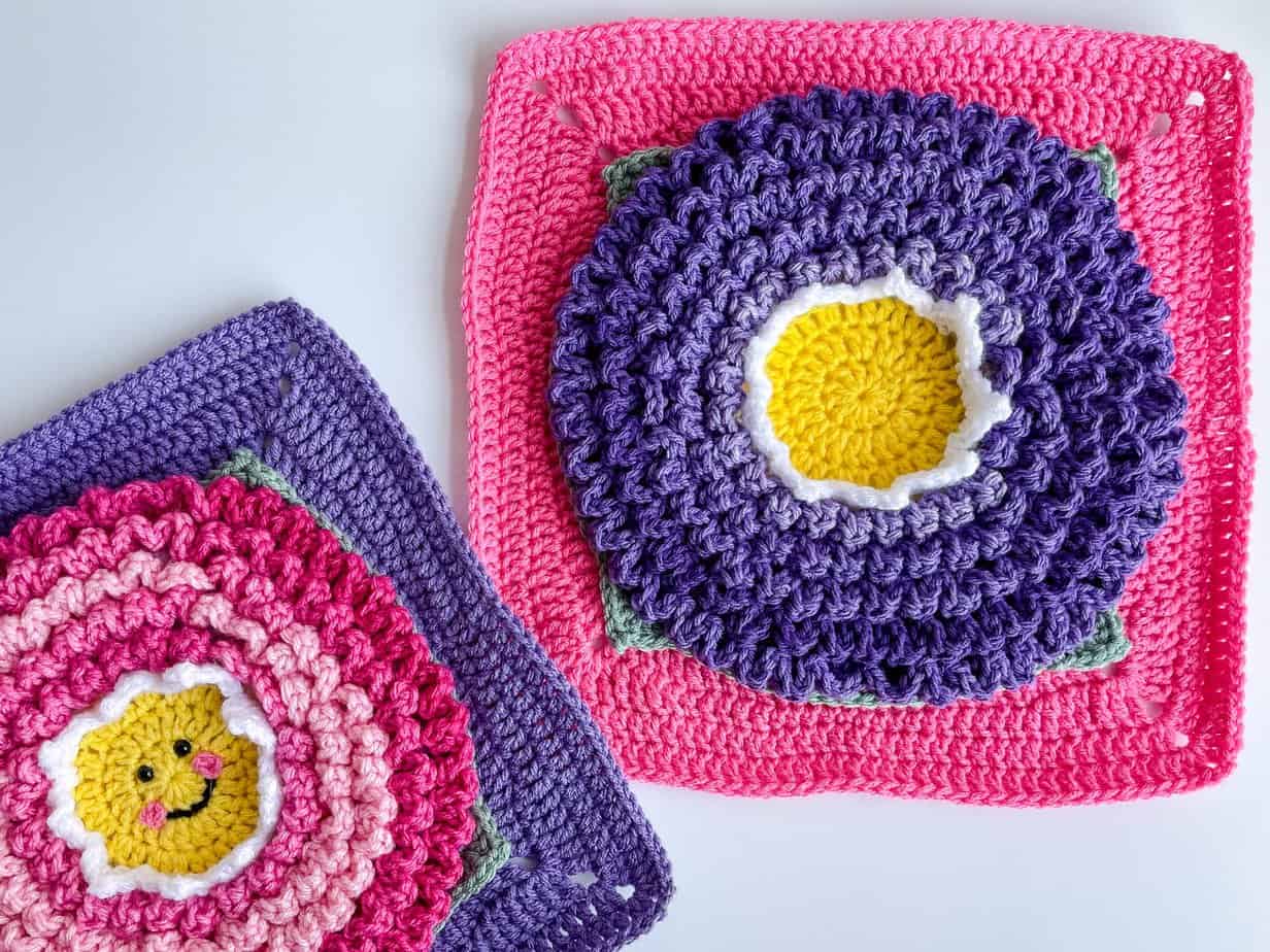 Crochet 3D Flower granny square