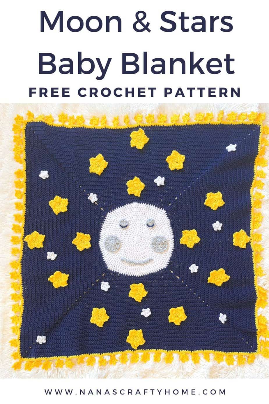 Crochet Moon Blanket with stars Baby Blanket free crochet pattern