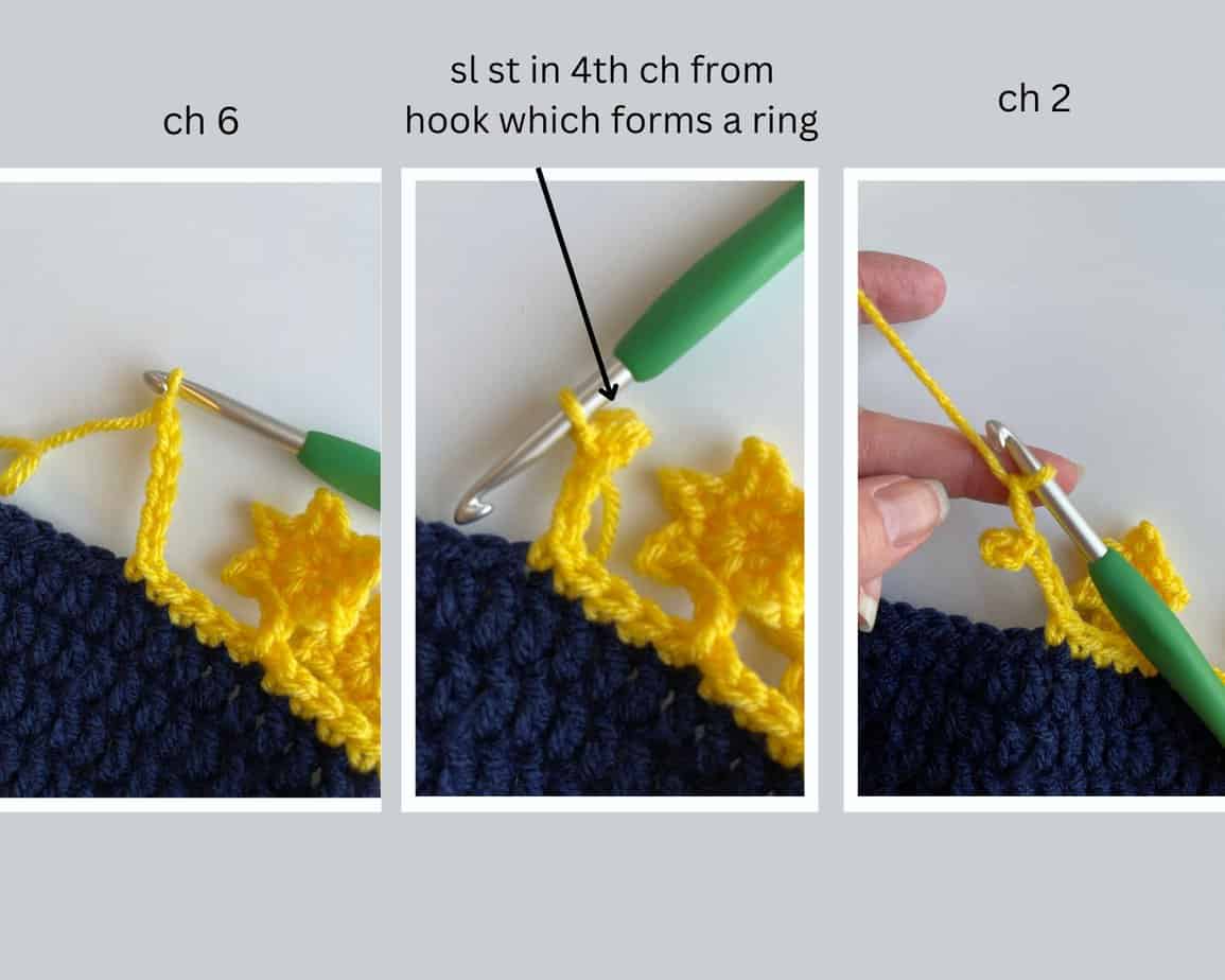 star crochet border process 1