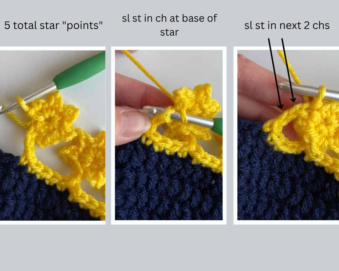 star crochet border process 2