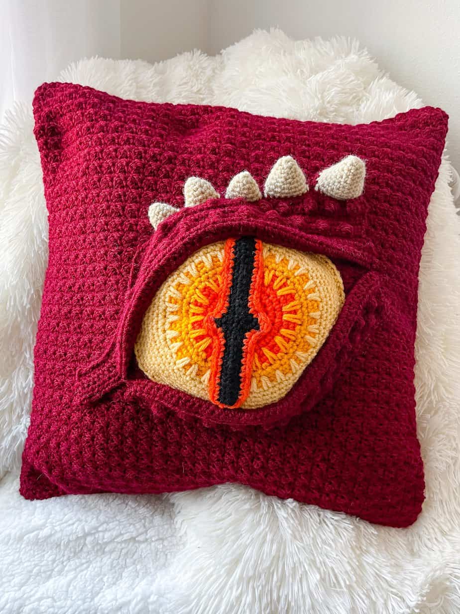 Crochet Dragon Eye Pillow free crochet pattern