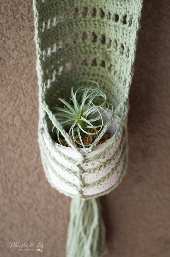 Faux Macrame Wall Hanging Planter by Whistle & Ivy