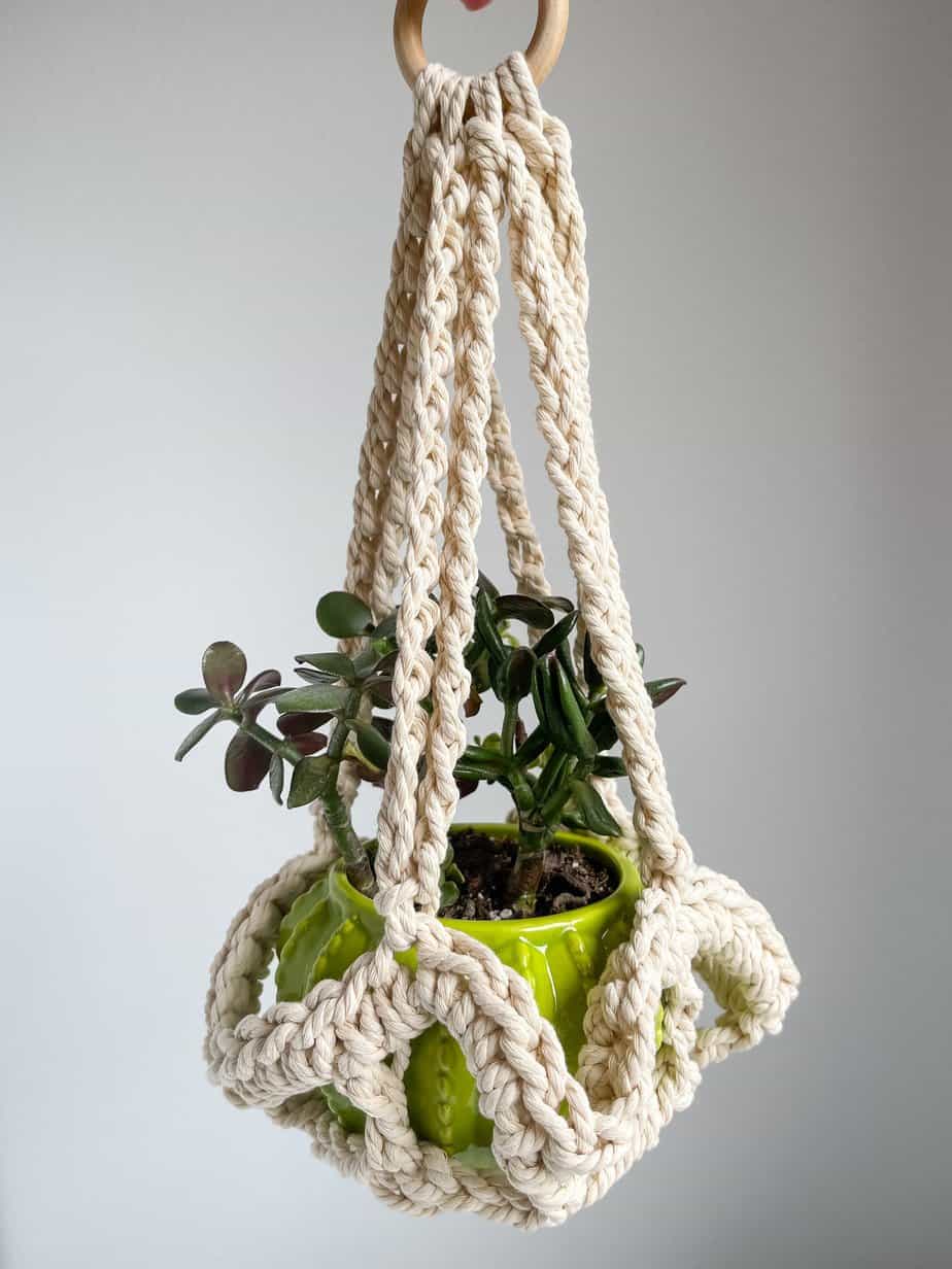 Hanging crochet plant holder free crochet pattern
