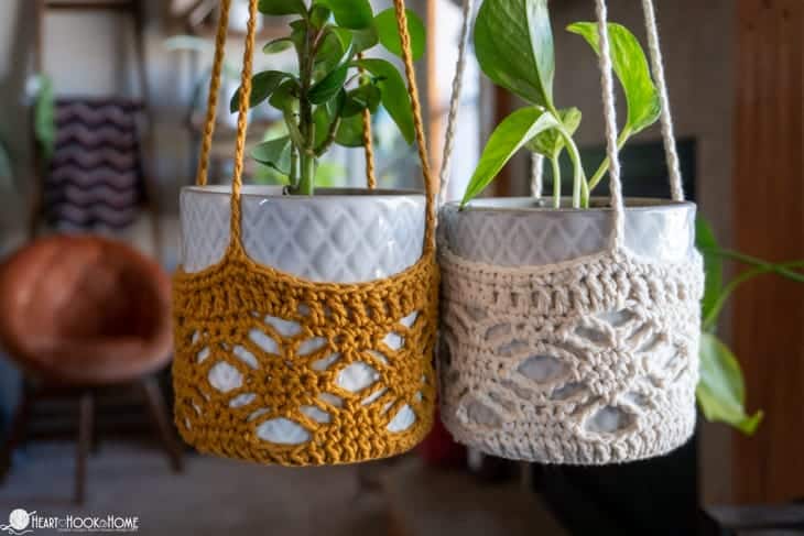 Crochet Plant Hanger Basket by Heart Hook Home
