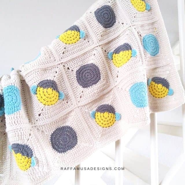 Bumble Bee Baby Blanket by Raffamusa Designs