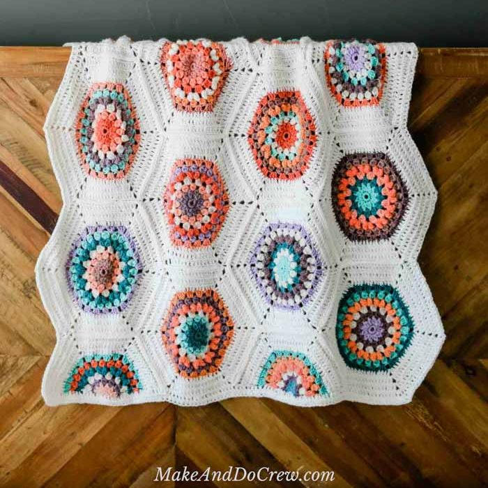 Grandmother's Flower Garden Hexagon Blanket by Make and Do Crew