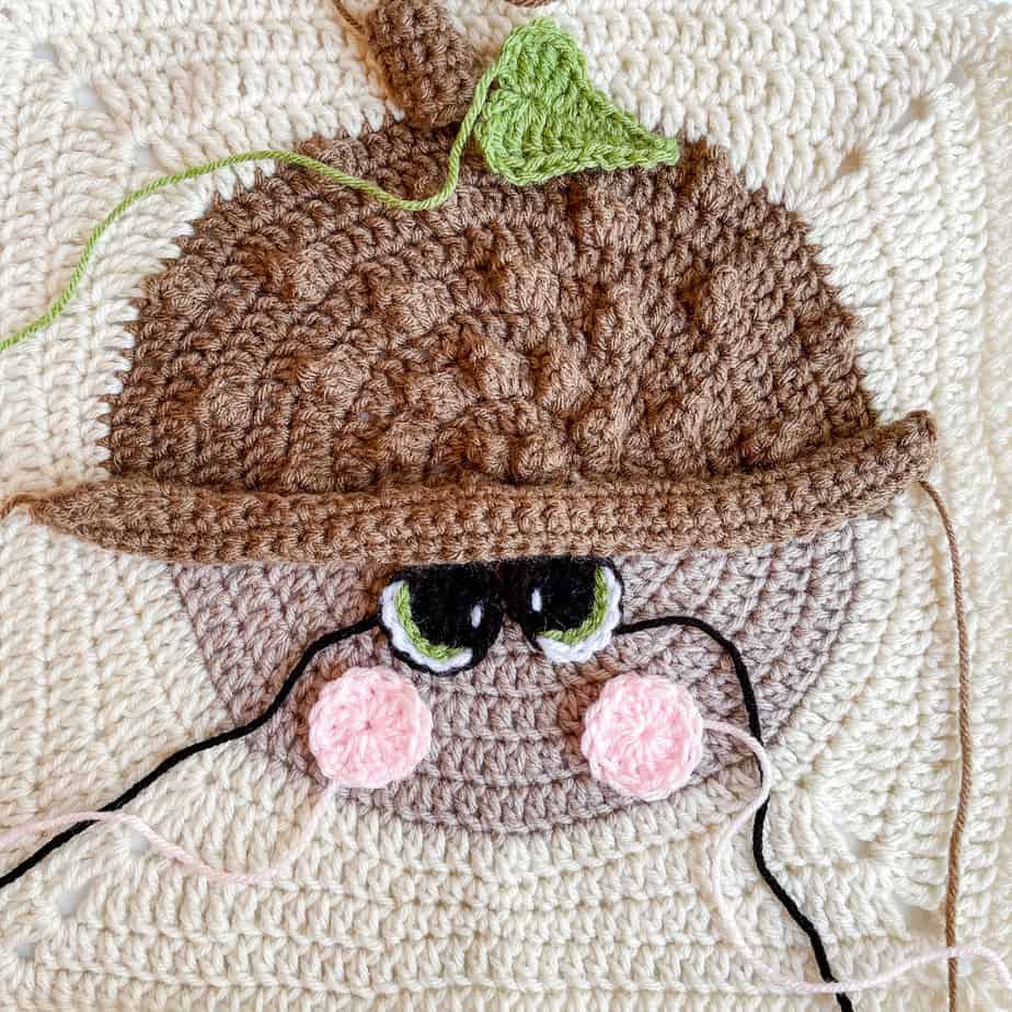 acorn crochet square pattern with large cheeks