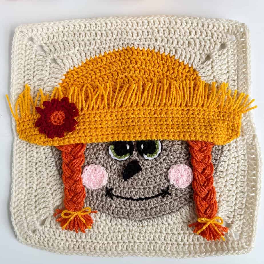 Crochet girl scarecrow granny square free crochet pattern