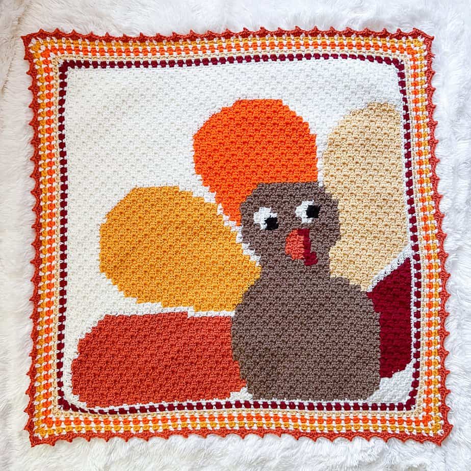 crochet Thanksgiving Turkey c2c blanket