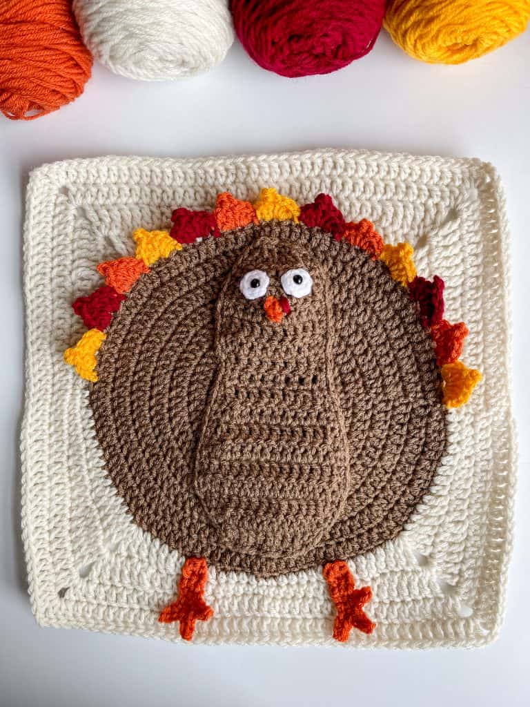 free crochet turkey square pattern