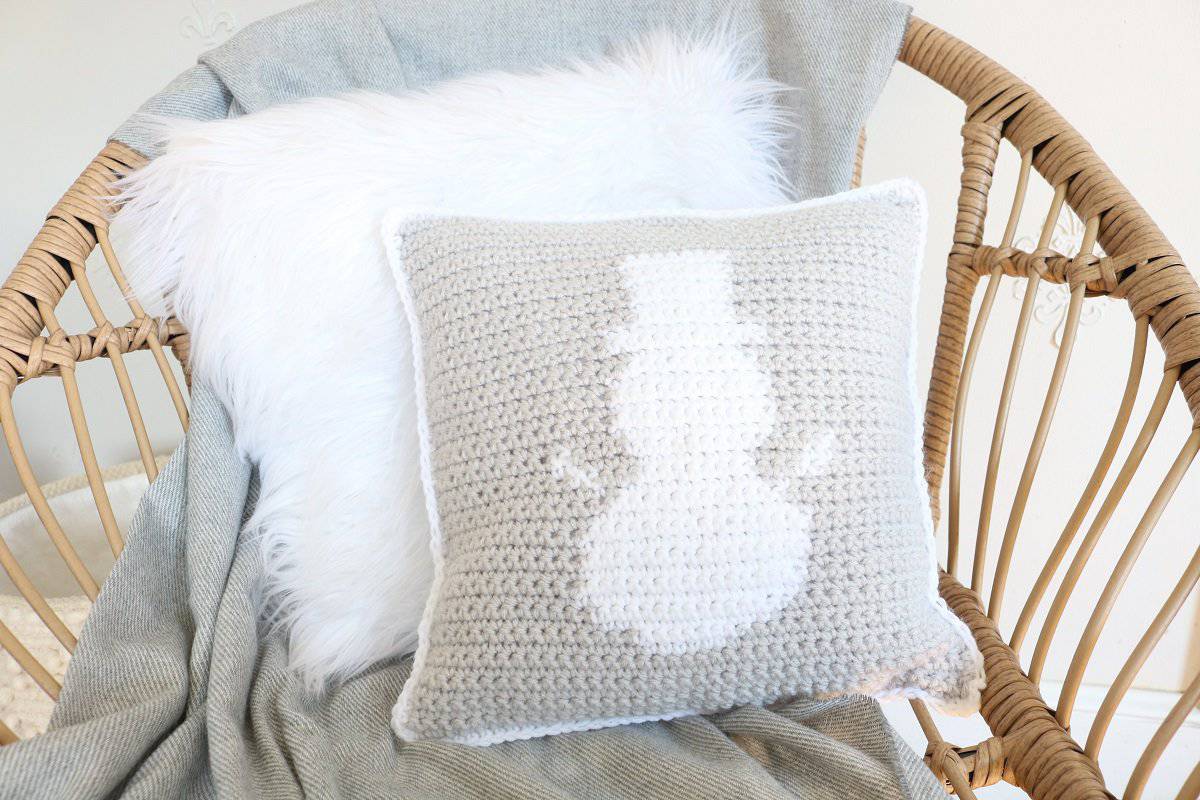 Crocheted Snowman Pillow free crochet pattern by A Box of Twine