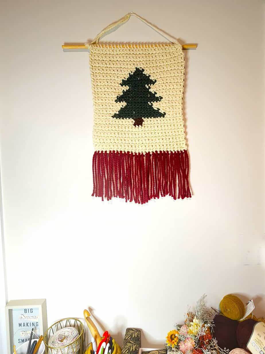 Rustic Pine Tree Wall Decor free crochet pattern
