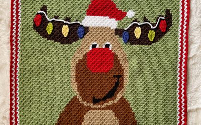 Crochet Moose C2C Christmas Blanket Free Crochet Pattern!