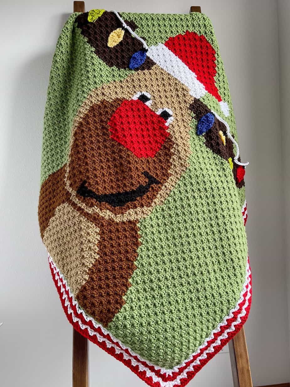 Malachi the Merry Moose Blanket free crochet pattern
