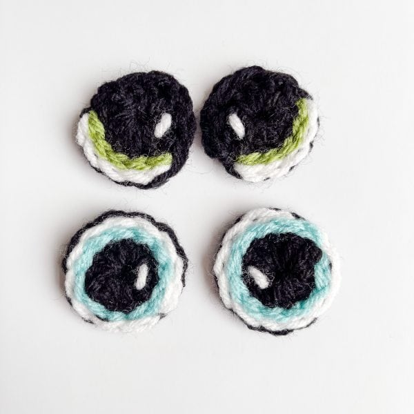 crochet eyes in 3 sizes free crochet pattern