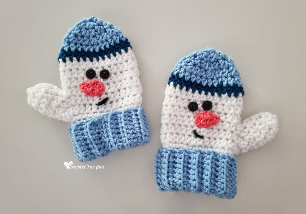 Crochet Snowman Mittens by Crochet for You
