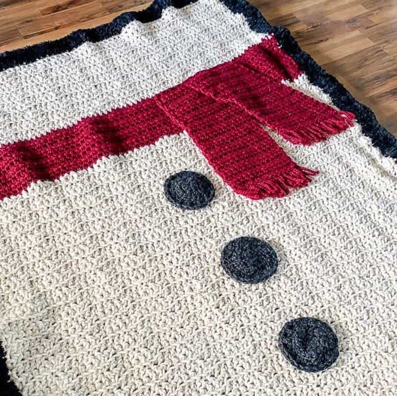 Snowman Farmhouse Blanket by Left in Knots