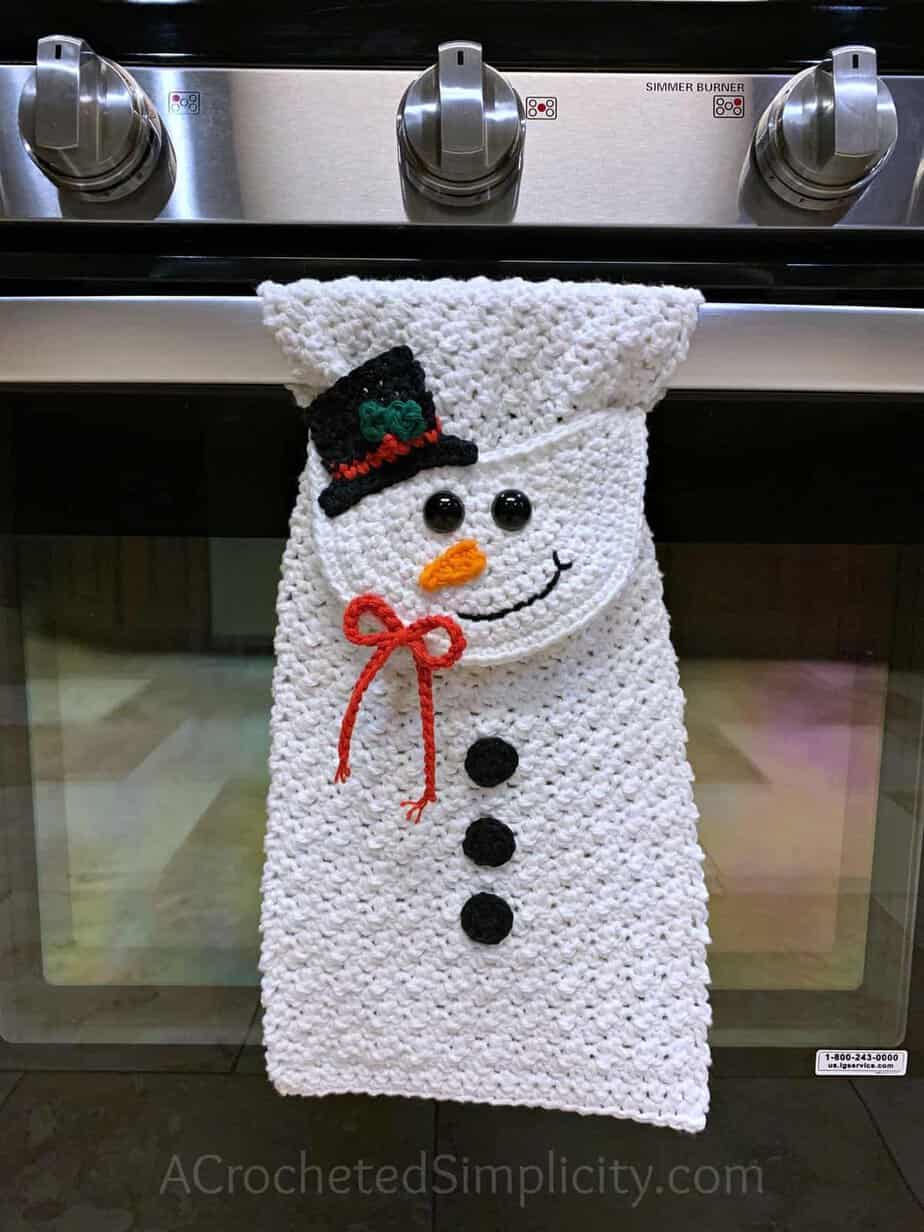 Snowman Kitchen Keyhole Towel by A Crocheted Simplicity