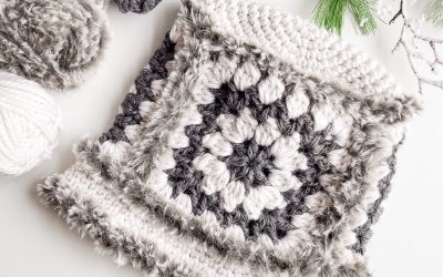 Granny Square Bucket Hat with Fur Trim free crochet pattern
