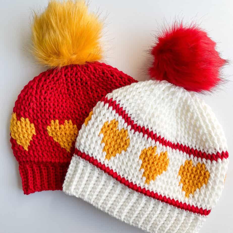 Heart crochet hat free pattern